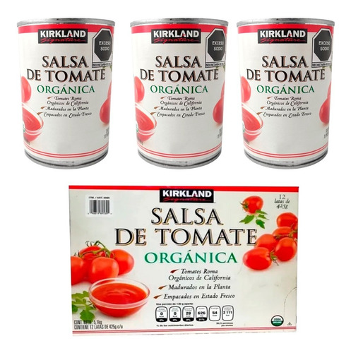 Salsa O Pure De Tomate Organica Caja Con 12 Latas - 425g C/u