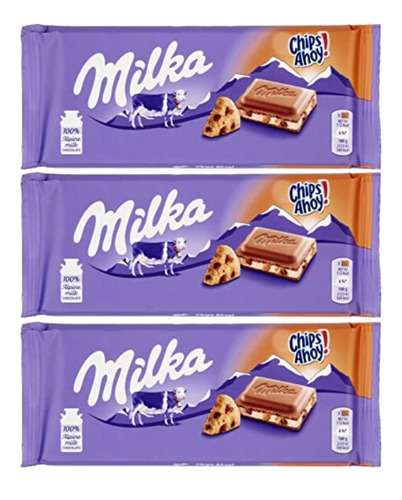 3 Chocolates Importados Da Polônia - Milka Chips Ahoy - 100g
