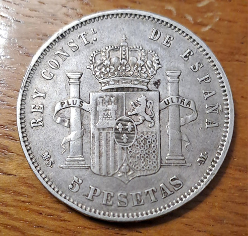 España Moneda 5 Pesetas 1885 M.s.m  Plata !!! Muy Linda !!!