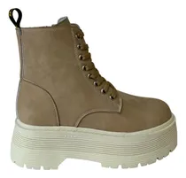 Comprar Borcego De Caña Media Madi Beige De Cuero