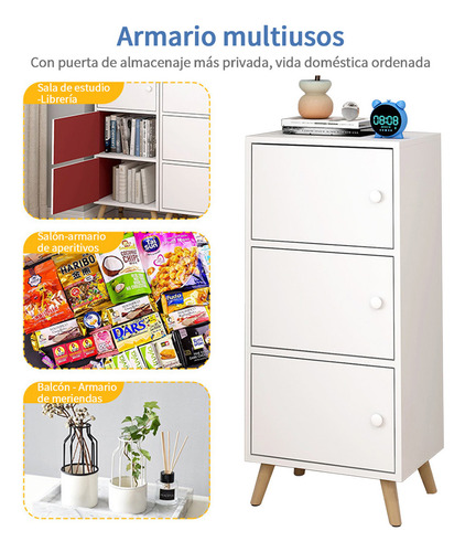 Armario Madera 3 Cajones Moderno Puertas Minimal Blanco Blanco