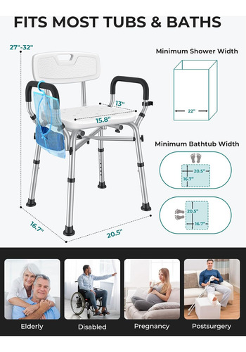 Silla De Ducha Vfauosit Para Ancianos Y Discapacitados 550 L