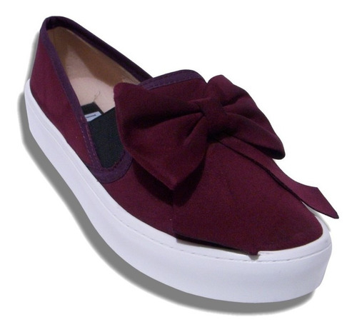 Tenis Moño Plataforma Suave Antiderrapante Slip On Mujer