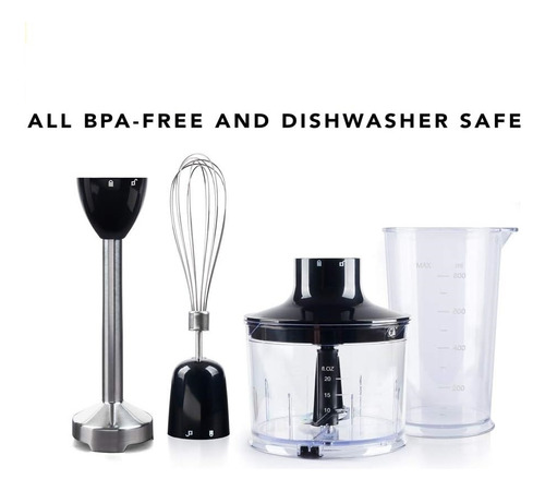 Minipimer Mixer Licuadora Batidora De Mano 4 En 1 400w Color Negro