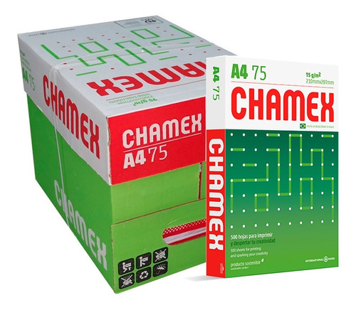 Resma Papel Impresión A4 Chamex 75grs 500 Hojas X 10 Resmas
