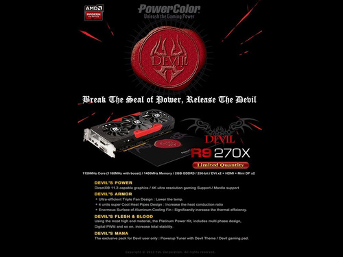 Placa Vídeo R9 270x 2gb Powercolor Devil Com Garantia (Recondicionado)