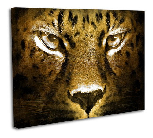 Cuadro Lienzo Canvas 80x120cm Ojos Leopardo Pintura Oleo