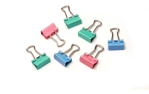 Broche Binder Clip Aprieta Papel 15 Mm Colores Surtidos X12u