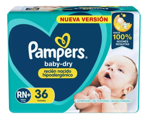 Pampers Baby Dry Recién Nacido 36u Hipoalergénico