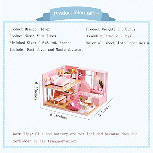 Flever Dollhouse Miniature Diy House Kit Creative Room With