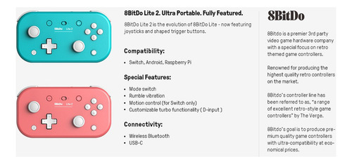 De 8bitdo Lite 2 Mando Inalámbrico Para Nintendo Switch Pro