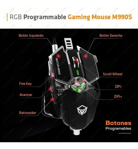 Imagen 5 de 10 de Mouse Gamer Programable Rgb Gaming B Meetion M990s Premium