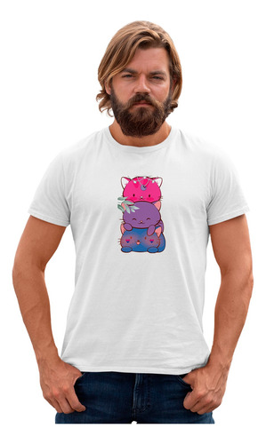 Playera Unisex Manga Corta De Gatitos Mandera Bisexual