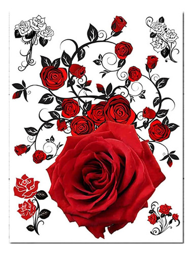 Supperb - Tatuajes Temporales, Diseño De Rosas Rojas