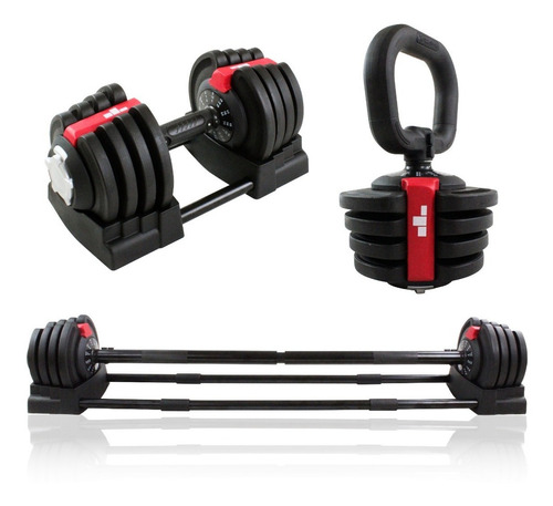 Kit De Pesas Ajustables Con Rack Extensible 40 Lb / 19 Kg Color Negro