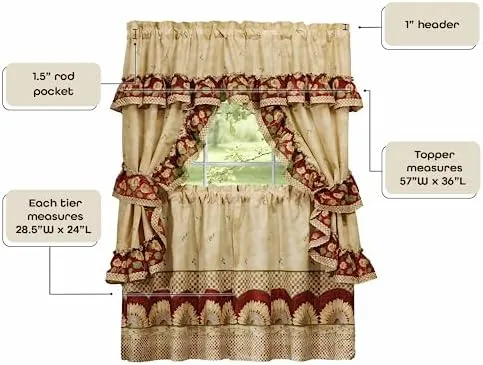 Juego De Cortinas Para Ventana Con Estampado De Cabaña, 57 P