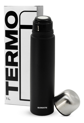 Set Matero Termo 1 L Acero Inox Mate Sumate Latas Y Canasta