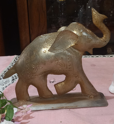 Antiguo Elefantes Metal Y Porcelana 4 Unidades N582 (Usado)