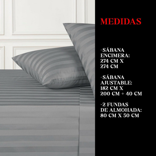 Juego De Sábanas King Size Dobby Suave Diseño Rayado 4 Pieza Natural Rayas