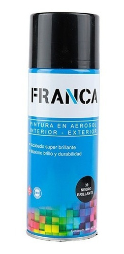 Pintura En Spray Aerosol Negro Brillante Franca 400 Ml