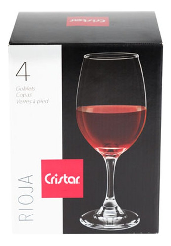 Copa Para Vino Tinto De Vidrio Transparente Set 4 Piezas Color Blanco