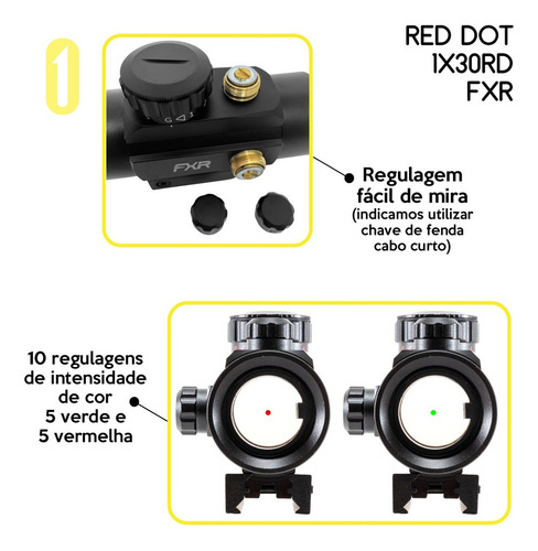 Red Dot 1x30 Para Airsoft Carabina De Pressão Trilho 11/22mm