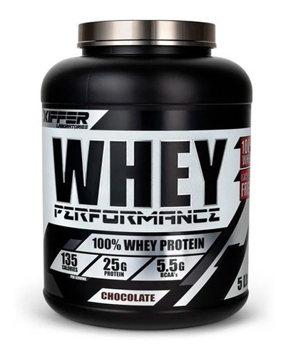 Proteína 100% Whey Performance Kiffer 5 Libras, Sin Lactosa, Chocolate.