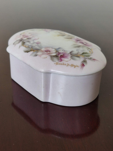 Desapegadoc Caixinha Em Porcelana Pintada À Mão Floral Vtg