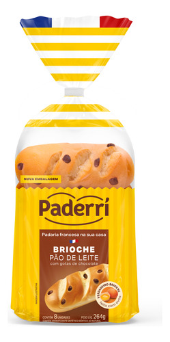 Pao De Leite Gotas De Chocolate 264g - Paderrí - Kit 10 Unid