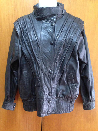 Chaqueta De Cuero Negro Argentino Para Caballero Talla S