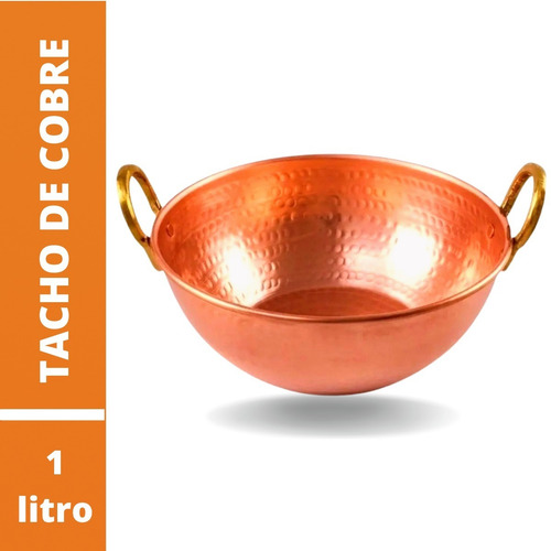 Tacho De Cobre Puro 3 Litros Com Alças De Bronze