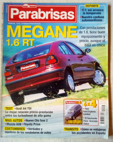 Revista Parabrisas Test Renault Megane 1,6 Rt Audi A4 Mar 98