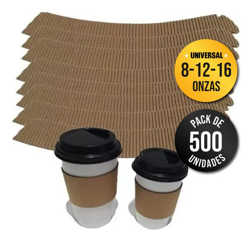 Collarines Universales Para Vasos Café 8 12 Y 16 Onzas X 500