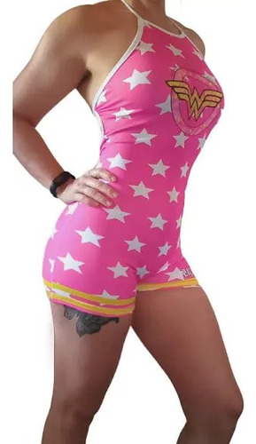 Catsuit Corto Enterito Fanaticas Del Entrenamiento Push Up Wonder Woman 1