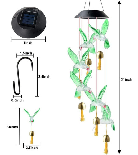 D Lámpara De Sol Colgante Led Lámpara De Jardín Carillón De