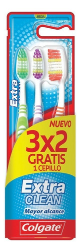 Colgate Extra Clean Cepillo Dental Adulto Medio X 3 Unidades