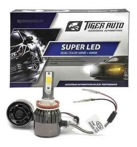 Kit Led 6000k 3000k 2 Cores H3 H11 H8 Hb3 Hb4 Ef Xenon Gold