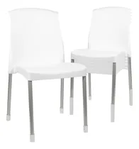 Comprar Silla Plástica Apilable X 6 Unidades Reforzada Patas De Caño Galana Malba Color Blanco Para Tu Casa