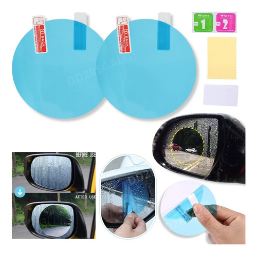 Film Impermeable Anti Agua Niebla Retrovisor Espejo Auto Par