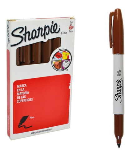 Marcador Sharpie Fine Café Caja *6 Unidades