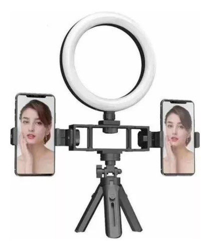 Aro Led Selfie Minitrípode + 2clip Soporte Celular Sobremesa