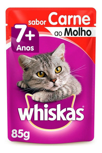 Alimento Úmido Whiskas 7+ Carne 85g