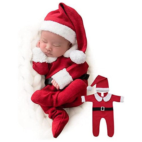 Traje Navidad Bebé Recién Nacido Fotos Rojo