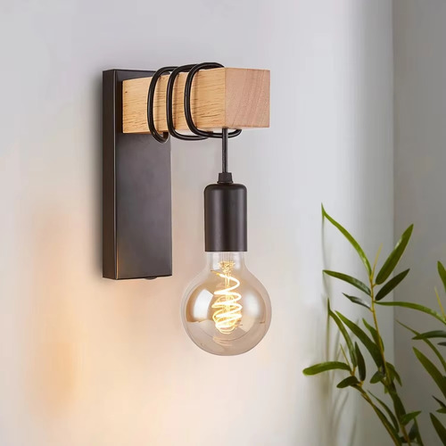 Lámpara De Pared Led Madera Retro Accesorio Iluminación Deco