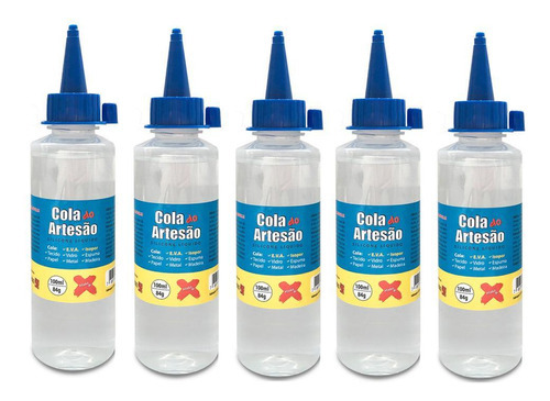 Cola Líquido Make 5 cola de silicone líquida artesanato eva isopor couro 100ml - Azul