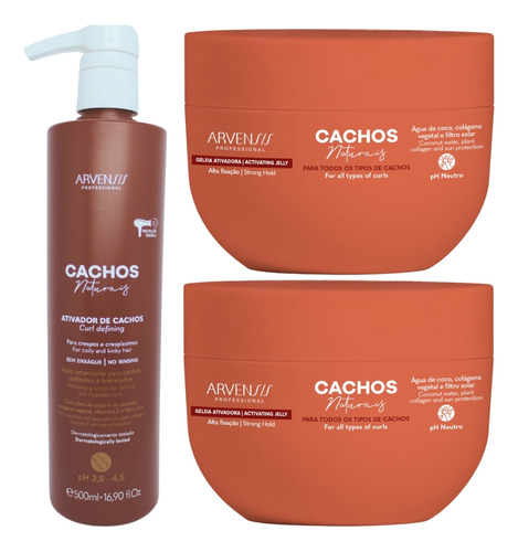 Kit Arvensis Cachos Ativador Crespos 500ml + 2 Geleia Alta