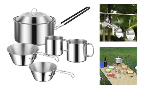 Juego De Ollas De Cocina Mango Portátil Plegable Para