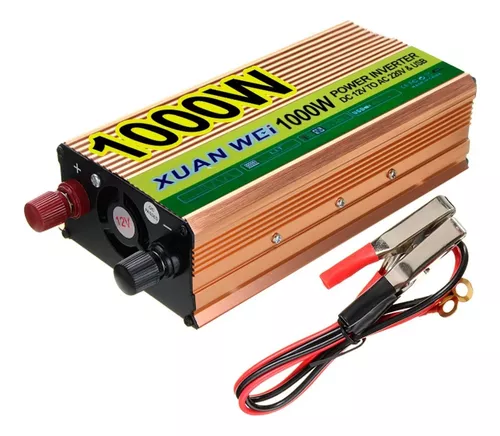 Inversor de Voltaje AC/DC de 12V A 220V 1000W Pinza+Cenicero - KONEXT