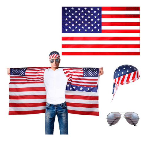 Conjunto De Disfraz De Bandera Estadounidense Capa De Bander