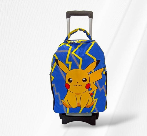 Morral Maleta Bolso Escolar Ruedas Pokemon Pikachu